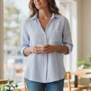 New. Sigrid Olsen White Casual Button Down Shirt Classic Design